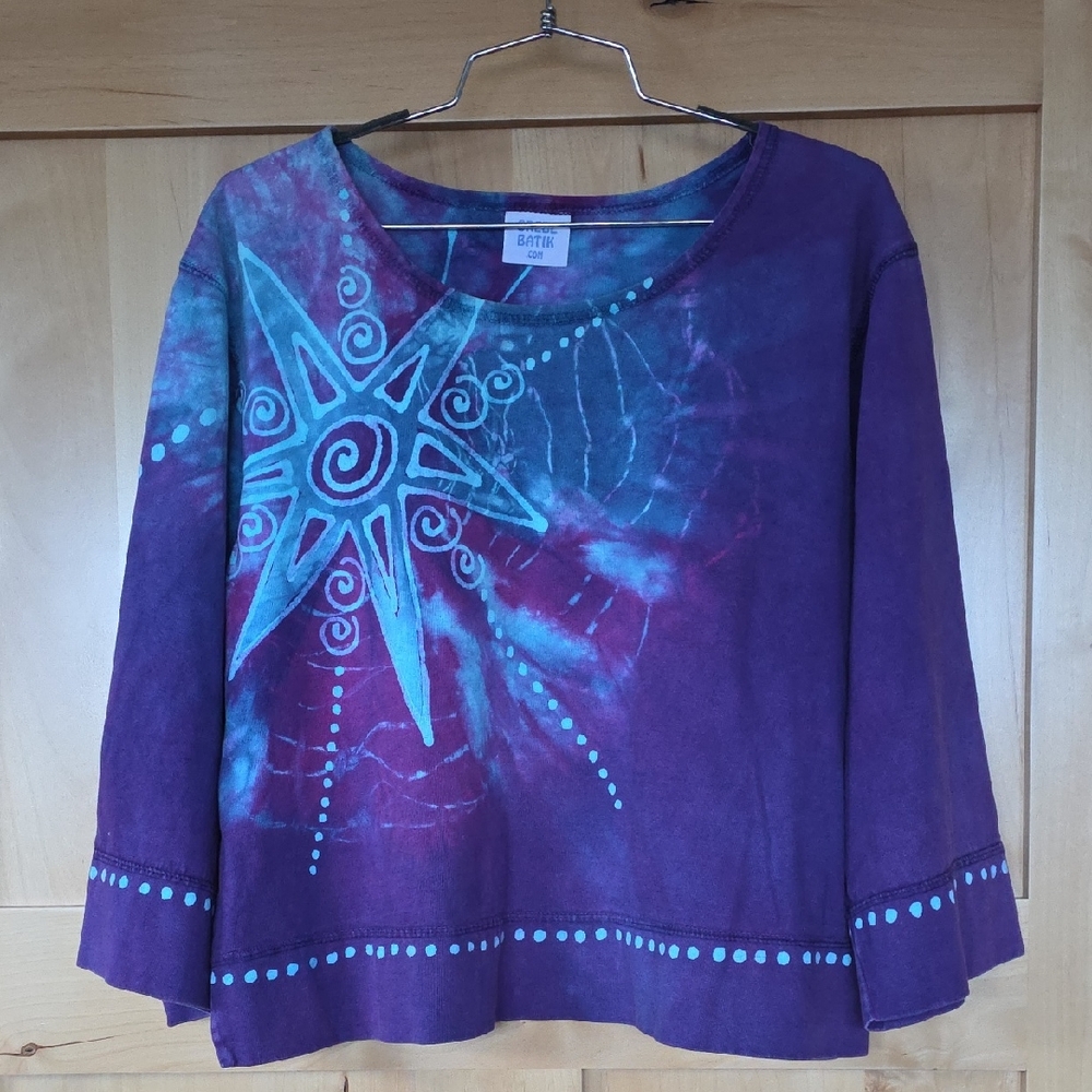 Grebe Batik Rare & Unique Heavy Knit Cotton Top  EUC